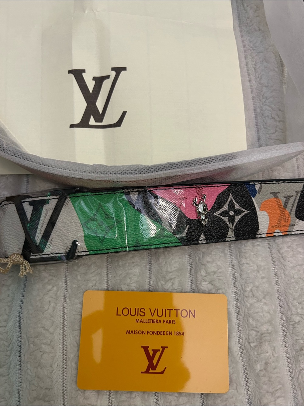Louis Vuitton Multicolor Monogram Belt - Green Pink Orange Black - Picture 3 of 4